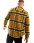 ASOS DESIGN overshirt in hairy wool look mustard check