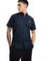 Abercrombie & Fitch icon logo short sleeve oxford shirt in navy Синий, L - фото #1