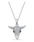 ფოტო #1 პროდუქტის Cubic Zirconia Pave Steer Head Pendant Necklace in Sterling Silver