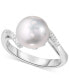 ფოტო #1 პროდუქტის Cultured Freshwater Pearl (10 mm) & Lab-Created White Sapphire (1/3 ct. t.w.) Ring in Sterling Silver