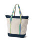 Large Natural 5 Pocket Zip Top Long Handle Canvas Tote Bag