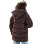 Threadbare mid length puffer jacket in brown