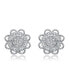 Sterling Silver Cubic Zirconia White Gold Plated Round Lace Design Earrings