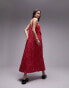 Фото #2 товара Topshop lace maxi chuck on dress in red and pink