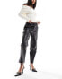 Фото #3 товара Mango drawstring slim leather look trousers in black