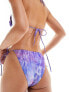 Фото #5 товара Monki tie side bikini bottom in purple swirl print