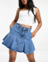 Missyempire pleated denim mini skirt in blue