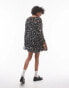 Фото #6 товара Topshop long sleeve mini tea dress in mono print