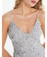 ფოტო #3 პროდუქტის Women's Silver Beaded Fishtail Maxi Dress