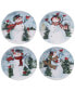 Фото #1 товара CLOSEOUT! Watercolor Snowman 4-Pc. Dinner Plate