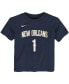 ფოტო #2 პროდუქტის Toddler Girls and Boys Zion Williamson Navy New Orleans Pelicans Logo Name Number T-shirt