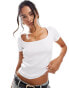 COLLUSION ribbed square neck top in white