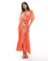 Фото #1 товара Hope & Ivy premium wrap front embroidered maxi dress in rust