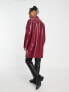 Фото #5 товара ASOS DESIGN faux leather snake trench coat in burgundy