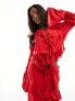 Фото #1 товара Daska long sleeve ruffle blouse co-ord in red