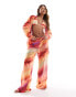 Фото #1 товара In The Style x Perrie Sian Exclusive wide leg beach trousers co-ord in orange ombre