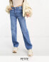 Фото #1 товара Bershka Petite straight leg jeans mid blue