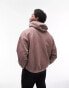 Topman oversized hoodie with fortune text print in washed brown Коричневый, XS - Chest 36 - фото #4