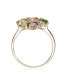 Sterling Silver with 14K Gold Plated Multi Colored Oval and Round Cubic Zirconia Pave Ring