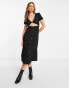 Фото #1 товара ASOS DESIGN short sleeve midi tea dress with twist front and buttons in black