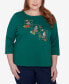 ფოტო #1 პროდუქტის Plus Size Classic Birds With Hats Detailed Crew Neck Top