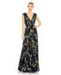 ფოტო #1 პროდუქტის Women's Pleated Floral Cap Sleeve A Line Gown