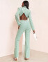 Фото #6 товара ASOS LUXE tailored cut-out flare jumpsuit in green check