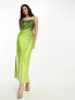 Фото #3 товара Miss Selfridge cowl back satin maxi dress in green ombre