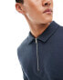 ASOS DESIGN polo sweatshirt with zip in mid blue