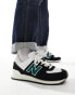 New Balance 574 trainers in black and green Черный, 38 - фото #5