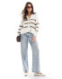 Selected Femme Bloomie cardigan in white cream stripe Schneeweiß, XS - фото #2