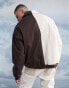 ASOS DESIGN extreme oversized splice bomber in ecru and brown