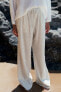 Striped linen blend wide-leg trousers