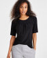 Фото #1 товара Women's Crewneck Elbow-Length-Sleeve Blouse