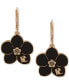ფოტო #1 პროდუქტის Gold-Tone Black Flower Drop Earrings