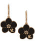 Gold-Tone Black Flower Drop Earrings