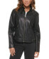 Faux-Leather Latch Collar Lined Moto Racer Jacket