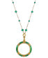 Фото #1 товара 2028 14k Gold-Plated Green Enamel Magnifier with Glass Beads Necklace