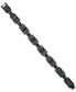 ფოტო #2 პროდუქტის Men's Black Cubic Zirconia Cluster Link Bracelet in Black Ion-Plated Stainless Steel