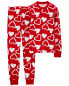 Adult 2-Piece Valentine's Day Hearts 100% Snug Fit Cotton Pajamas L
