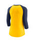 Фото #4 товара Women's Gold, Navy Milwaukee Brewers Next Up Tri-Blend Raglan 3/4-Sleeve T-shirt