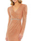 Women's Beaded Wrap Over Puff Sleeve Dress