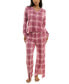 ფოტო #18 პროდუქტის Women's 2-Pc. Printed Henley Pajamas Set
