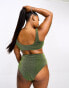 ASOS DESIGN Curve mix and match glitter high waist bikini bottom in green