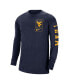 Men's Navy West Virginia Mountaineers Seasonal Max90 2-Hit Long Sleeve T-shirt