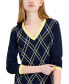 Фото #3 товара Women's Argyle V-Neck Sweater