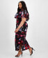 Фото #4 товара Plus Size V-Neck Floral Cape Maxi Dress