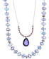ფოტო #1 პროდუქტის Silver-Tone Blue Bead 2-in-1 Necklace