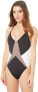 Фото #1 товара Kenneth Cole New York Women's 239718 V Neck One Piece Black Swimwear Size M