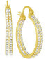 ფოტო #1 პროდუქტის Crystal Small Double Hoop Earrings in Silver-Plate or Gold Plate, 1"